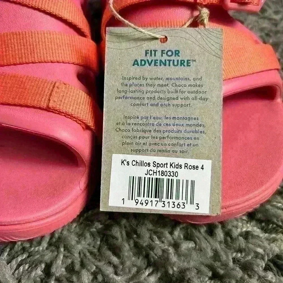 New Chaco Chillos Sports Beach Sandals Rose Kids Size 4 - Picture 7 of 8